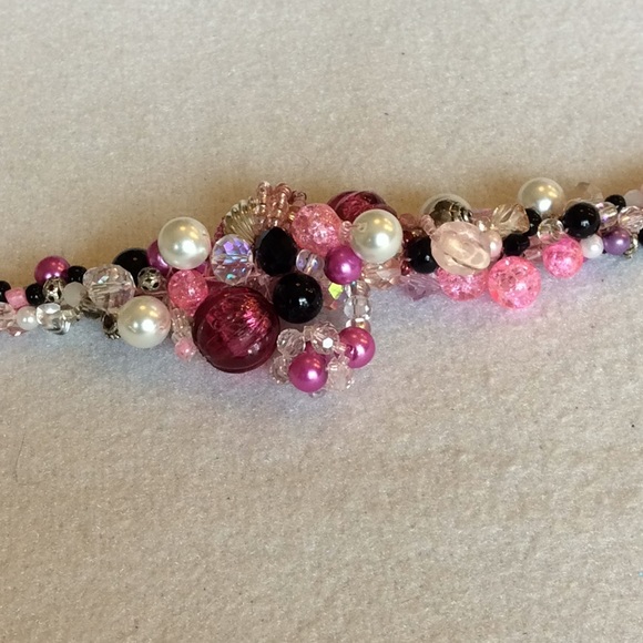 FINAL SALE PRICE CL Designs Pink & Black Embellished Necklace - Picture 2 of 5